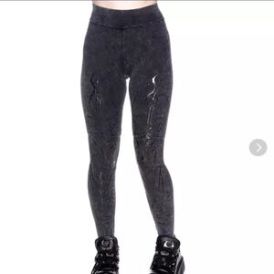 Women's Black Embossed High-Waist Leggings
